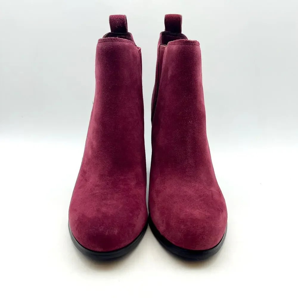 MICHAEL KORS Womens Evaline Booties Size 8.5M Mulberry Red Suede Heeled NWOB